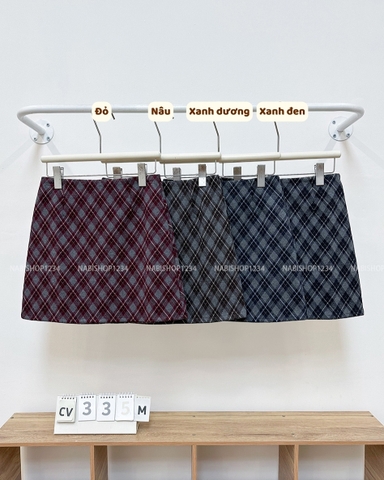 Chân Váy Số 335-M 621 Ngắn Dạ Chữ A Caro