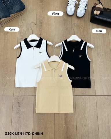 G30K Áo Len Số 117-D PoLo SN Thêu Nơ