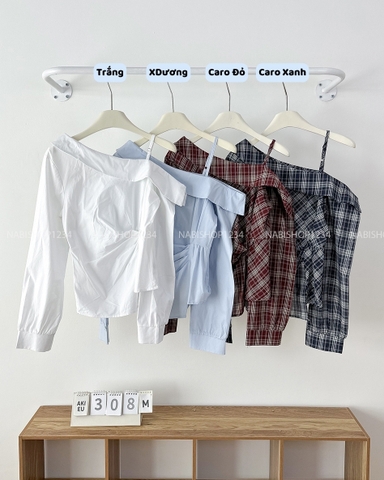 Áo Kiểu Số 308-M 2731 Lệch Vai Chít Eo