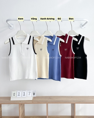 Áo Len Số 117-D PoLo SN Thêu Nơ