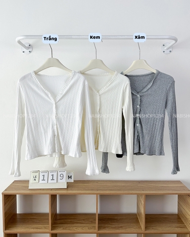 Áo Len Số 119-M 6626 Cardigan Gân Viền Ren