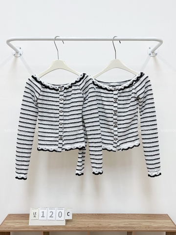 Áo Len Số 120-C 2299 Trễ Vai Kẻ