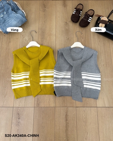 S20 Áo Khoác Số 340-A Gile Kẻ Liền Khăn