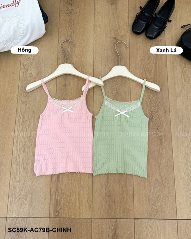 SC59K Áo Croptop Số 79-B 2 Dây Ren Nơ