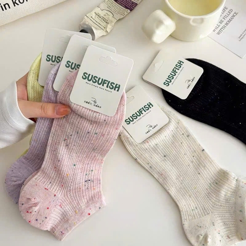 Tất Số 90-K Ngắn Chấm Bi Màu