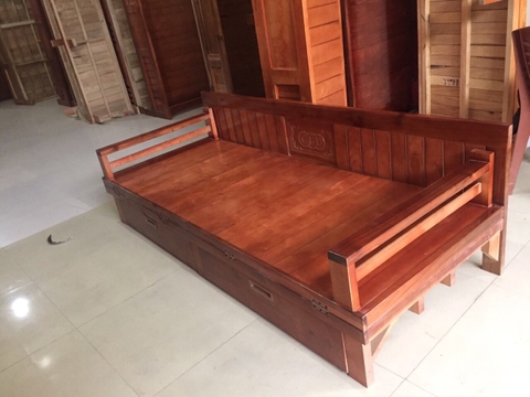 GIƯỜNG GẤP GỖ SỒI NGĂN KÉO 1M6X2M