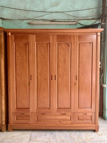 TỦ QUẦN ÁO XOAN ĐÀO 4 CÁNH RỘNG 2M