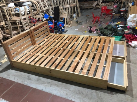GIƯỜNG NGỦ PALET 1M6X2M NGĂN KÉO