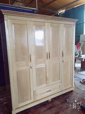 TỦ QUẦN ÁO GỖ SỒI 4 CÁNH