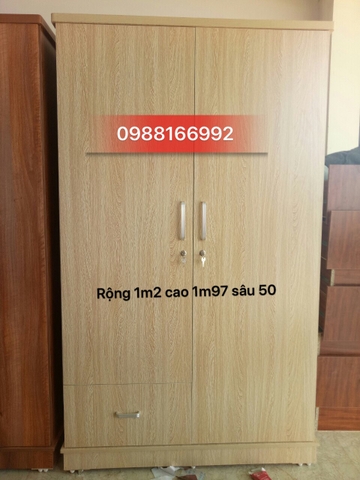 TỦ QUẦN ÁO GỖ CÔNG NGHIỆP  2 CÁNH 1M2