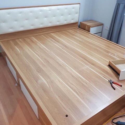 Giường gỗ công nghiệp MDF bọc đệm 1m6x2m