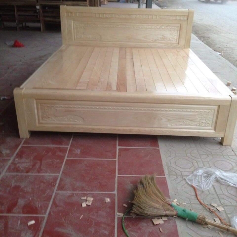 Giường gỗ ngủ gỗ sồi 1m8 x2m dát phản