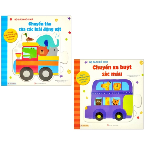 Combo Bộ 2 cuốn Sách Đồ Chơi - Chuyến Tàu Của Các Loài Động Vật + Chuyến Xe Buýt Sắc Màu (Cho bé 0-3 tuổi) - Tân Việt 190k