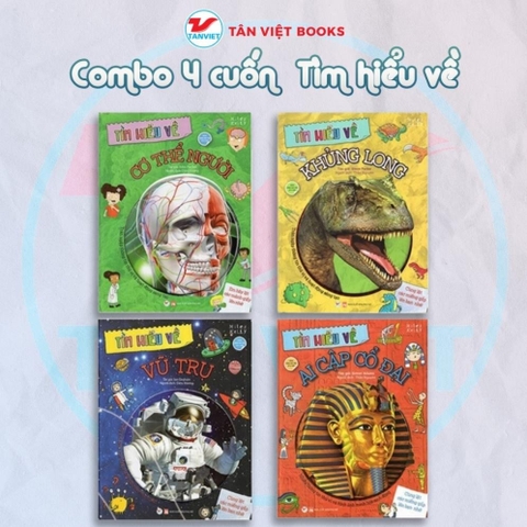 Combo 4c Bộ Sách Tìm Hiểu Về Cơ Thể Người + Khủng Long + Vũ Trụ + Ai Cập Cổ Đại (Bìa cứng, in màu, 5-10 tuổi) - Tân Việt 420k