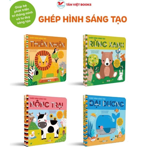 Combo 4 cuốn : Ghép hình sáng tạo - Phát triển kĩ năng cho bé yêu (lẻ tùy chọn) - Tân Việt