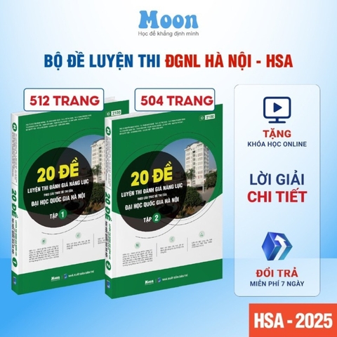 20 đề ôn thi đánh giá năng lực Đại học Quốc gia Hà Nội [HSA 2025] - Combo  (Tập 1+2) -  MB 500k
