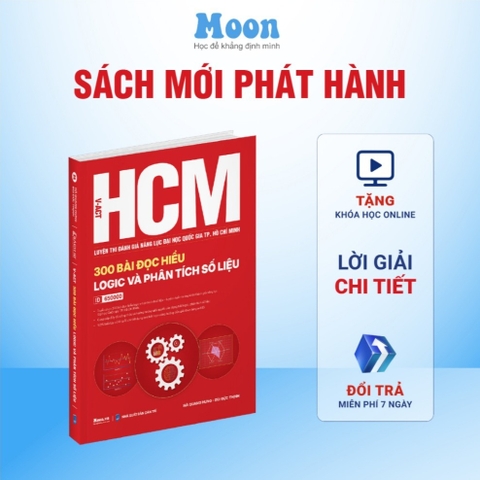V-ACT luyện thi Đánh giá năng lực ĐHQG TP HCM – 300 Bài đọc hiểu logic và phân tích số liệu - MoonBook 200k