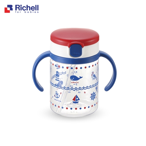 Cốc ống hút Richell 200ml cho bé (xanh hải quân)