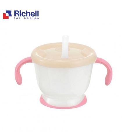 RICHELL cốc tập uống 3 giai đoạn (nắp hồng)