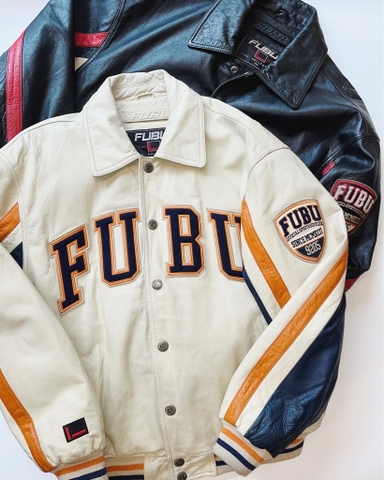 FUBU REAL LEATHER BOMBER JACKET
