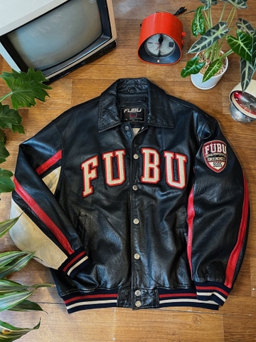 FUBU REAL LEATHER BOMBER JACKET