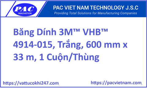 Băng Dính 3M™ VHB™ 4914-015, Trắng, 600 mm x 33 m, 1 Cuộn/Thùng