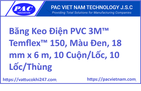 Băng Keo Điện PVC 3M™ Temflex™ 150, Màu Đen, 18 mm x 6 m, 10 Cuộn/Lốc, 10 Lốc/Thùng