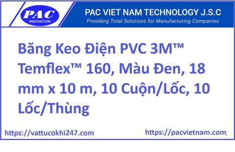 Băng Keo Điện PVC 3M™ Temflex™ 160, Màu Đen, 18 mm x 10 m, 10 Cuộn/Lốc, 10 Lốc/Thùng