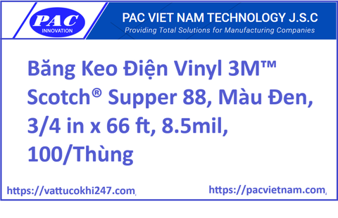 Băng Keo Điện Vinyl 3M™ Scotch® Supper 88, Màu Đen, 3/4 in x 66 ft, 8.5mil, 100/Thùng