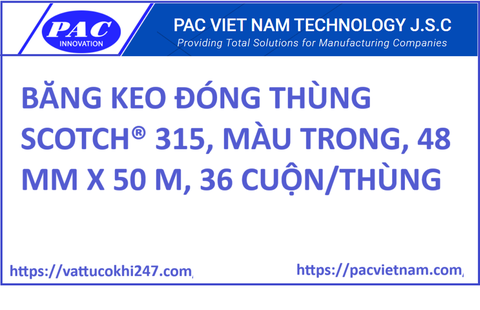 BĂNG KEO ĐÓNG THÙNG SCOTCH® 315, MÀU TRONG, 48 MM X 50 M, 36 CUỘN/THÙNG