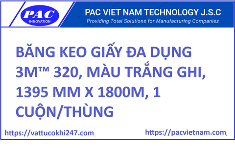 BĂNG KEO GIẤY ĐA DỤNG 3M™ 320, MÀU TRẮNG GHI, 1395 MM X 1800M, 1 CUỘN/THÙNG