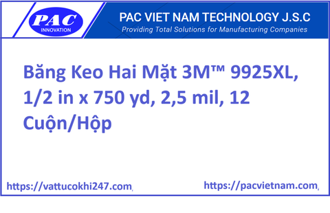 Băng Keo Hai Mặt 3M™ 9925XL, 1/2 in x 750 yd, 2,5 mil, 12 Cuộn/Hộp
