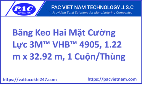 Băng Keo Hai Mặt Cường Lực 3M™ VHB™ 4905, 1.22 m x 32.92 m, 1 Cuộn/Thùng