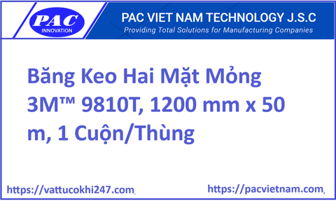 Băng Keo Hai Mặt Mỏng 3M™ 9810T, 1200 mm x 50 m, 1 Cuộn/Thùng