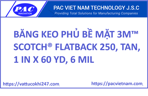 BĂNG KEO PHỦ BỀ MẶT 3M™ SCOTCH® FLATBACK 250, TAN, 1 IN X 60 YD, 6 MIL