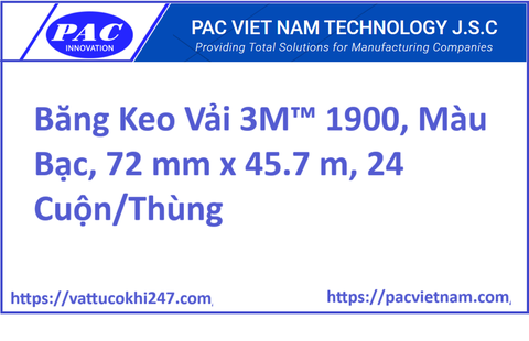Băng Keo Vải 3M™ 1900, Màu Bạc, 72 mm x 45.7 m, 24 Cuộn/Thùng