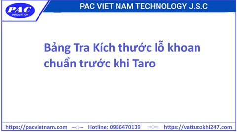 Bảng tra kích thước lỗ khoan khi Taro ren (đầy đủ nhất)