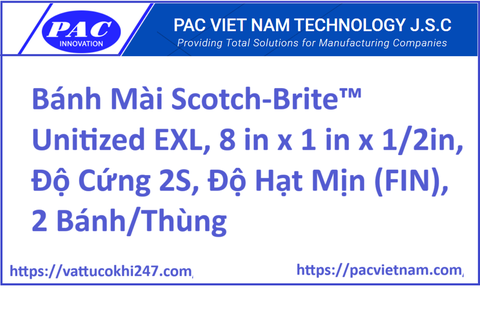 Bánh Mài Scotch-Brite™ Unitized EXL, 8 in x 1 in x 1/2in, Độ Cứng 2S, Độ Hạt Mịn (FIN), 2 Bánh/Thùng