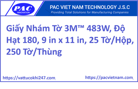 Giấy Nhám Tờ 3M™ 483W, Độ Hạt 180, 9 in x 11 in, 25 Tờ/Hộp, 250 Tờ/Thùng