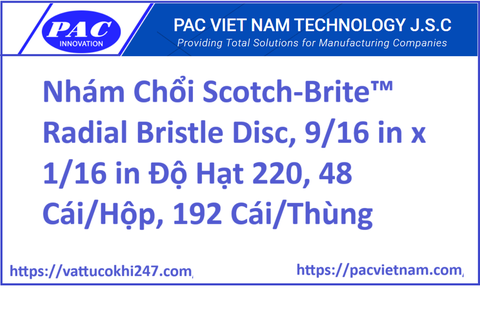 Nhám Chổi Scotch-Brite™ Radial Bristle Disc, 9/16 in x 1/16 in Độ Hạt 220, 48 Cái/Hộp, 192 Cái/Thùng