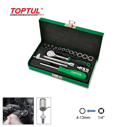 Bộ đầu tuýp 1/4" Dr. Toptul GCAD1703 17 chi tiết