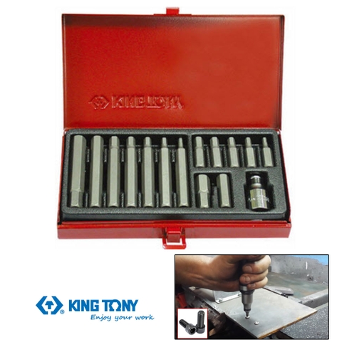 Bộ tuốc nơ vít đóng Kingtony 1015MQ đầu lục giác 15 chi tiết