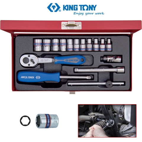 Bộ tuýp 1/4 Kingtony 2516MR 4~13mm 16 chi tiết