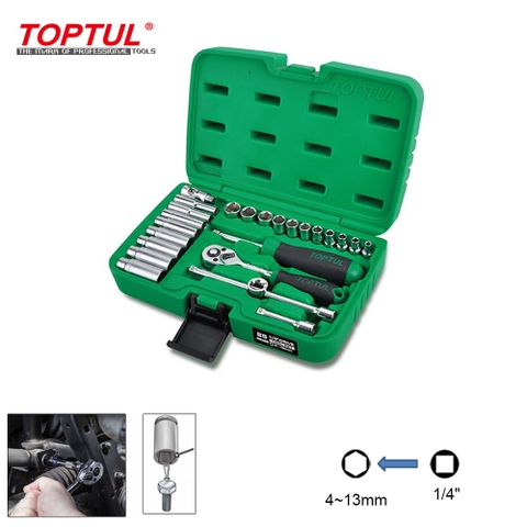 Bộ tuýp 6 cạnh 1/4" Dr Toptul GCAI2501 25 cái