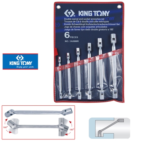 Bộ tuýp ống điếu 2 đầu lắt léo Kingtony 1A06MR 6 cây