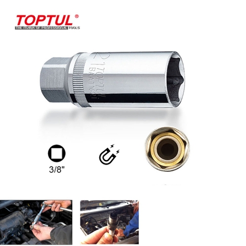 Đầu tuýp (đầu khẩu) mở bugi có nam châm Toptul 3/8" và 1/2" Dr. Series BAAT