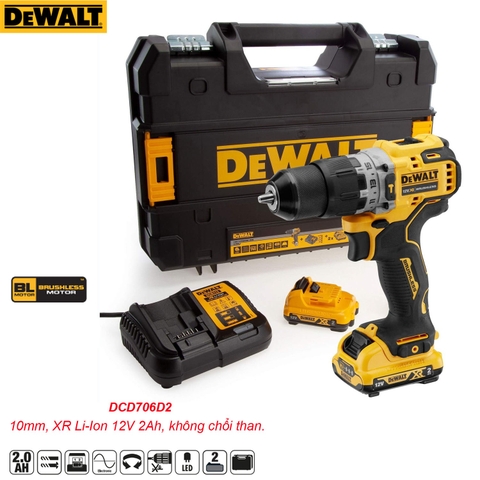 Máy Khoan Vặn Vít Dewalt DCD706D2-KR Không Chổi Than Giá Rẻ