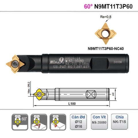 Dao Spot Drill 60 Độ Nine9 N9MT11T3P60