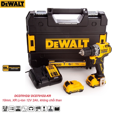 Máy Khoan Vặn Vít Dewalt DCD701D2-KR Không Chổi Than Giá Rẻ