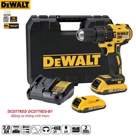 Máy Khoan Vặn Vít Động Lực Dùng Pin Dewalt DCD778D2-B1